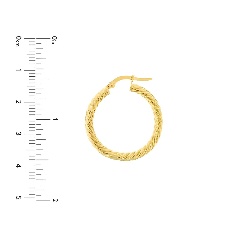 14k Yellow Gold Twisted Hoop Earrings