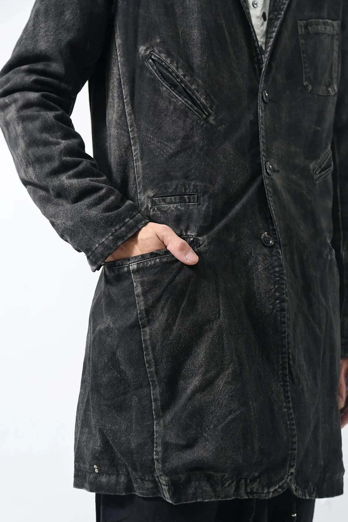 1902-JK08 Multipul Pocket Vintage Coat Black