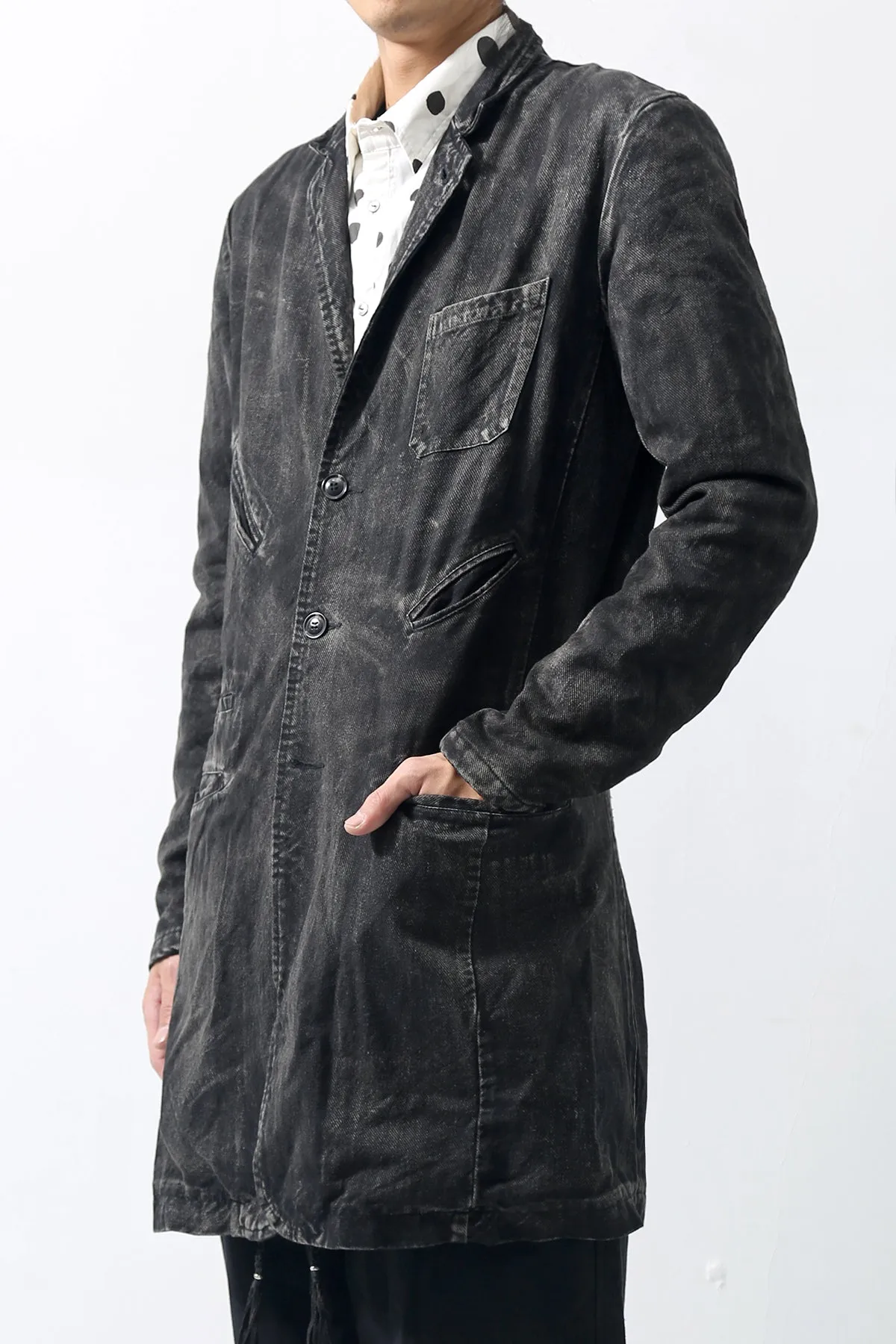 1902-JK08 Multipul Pocket Vintage Coat Black