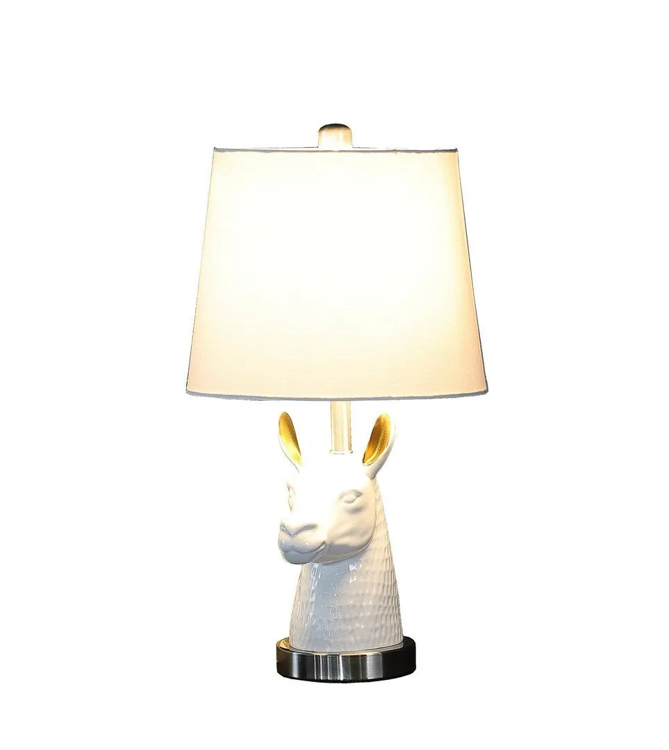 20.5" Patagonia White Llama Bust Resin Table Lamp