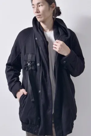 2102-JK03C Hooded Fleece Coat Black