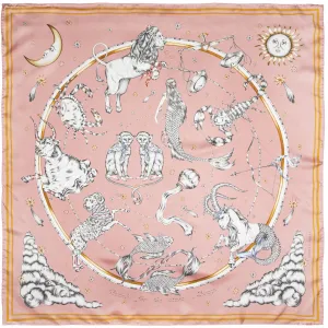 Astrology Silk Scarf Pink