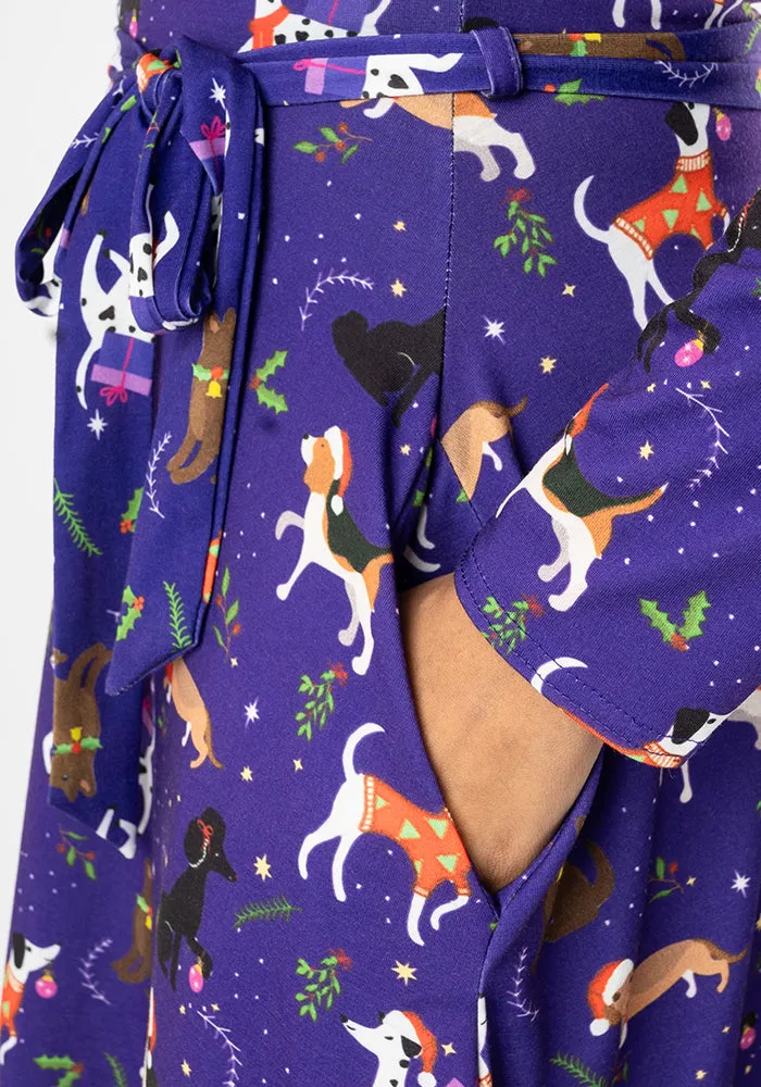 Augustus Christmas Dogs Print Dress