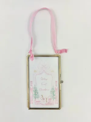 Baby's First Christmas Pink Frame Ornament