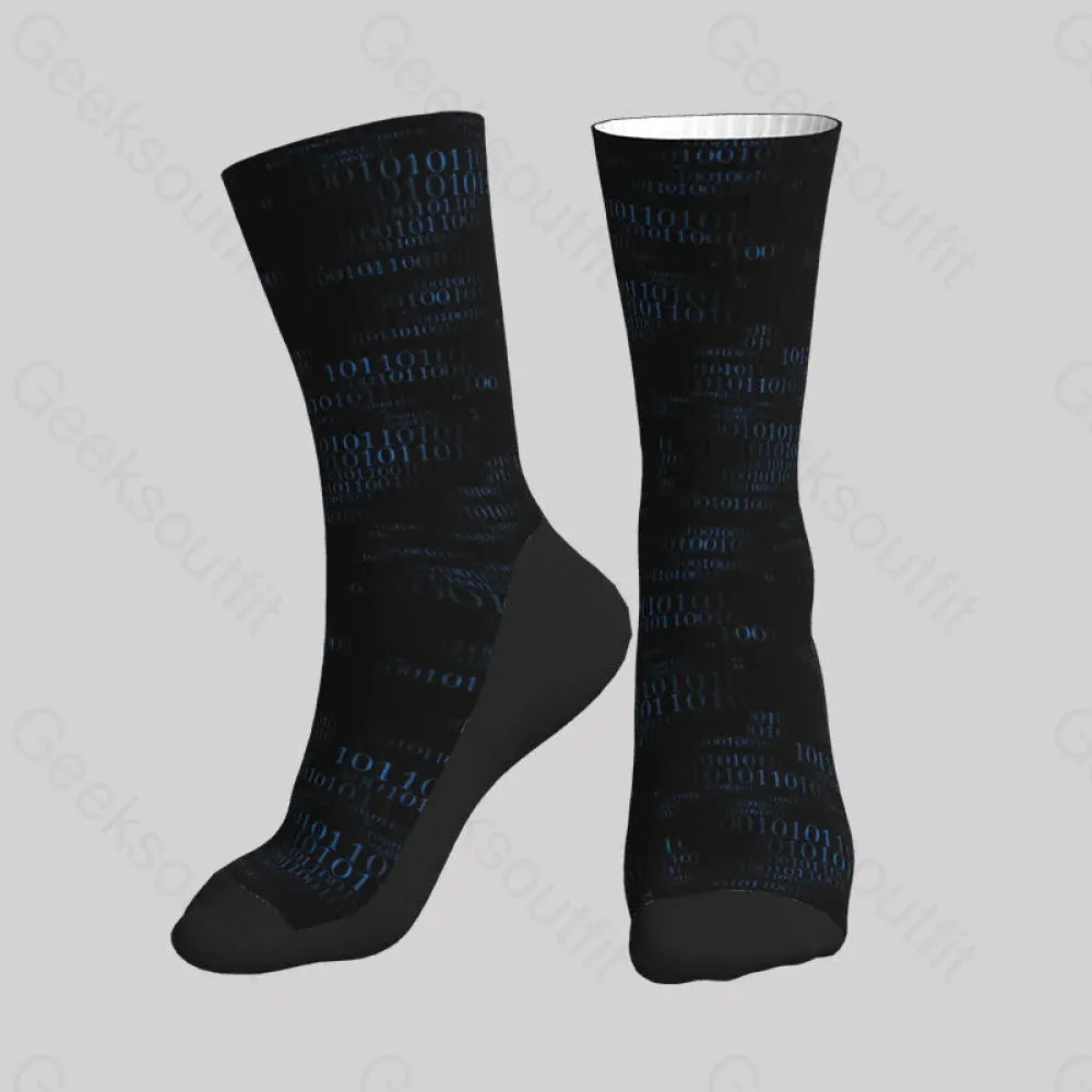 Binary Computer 1s and 0s Black Men's Socks