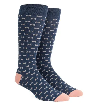 Bow Tie Navy Dress Socks