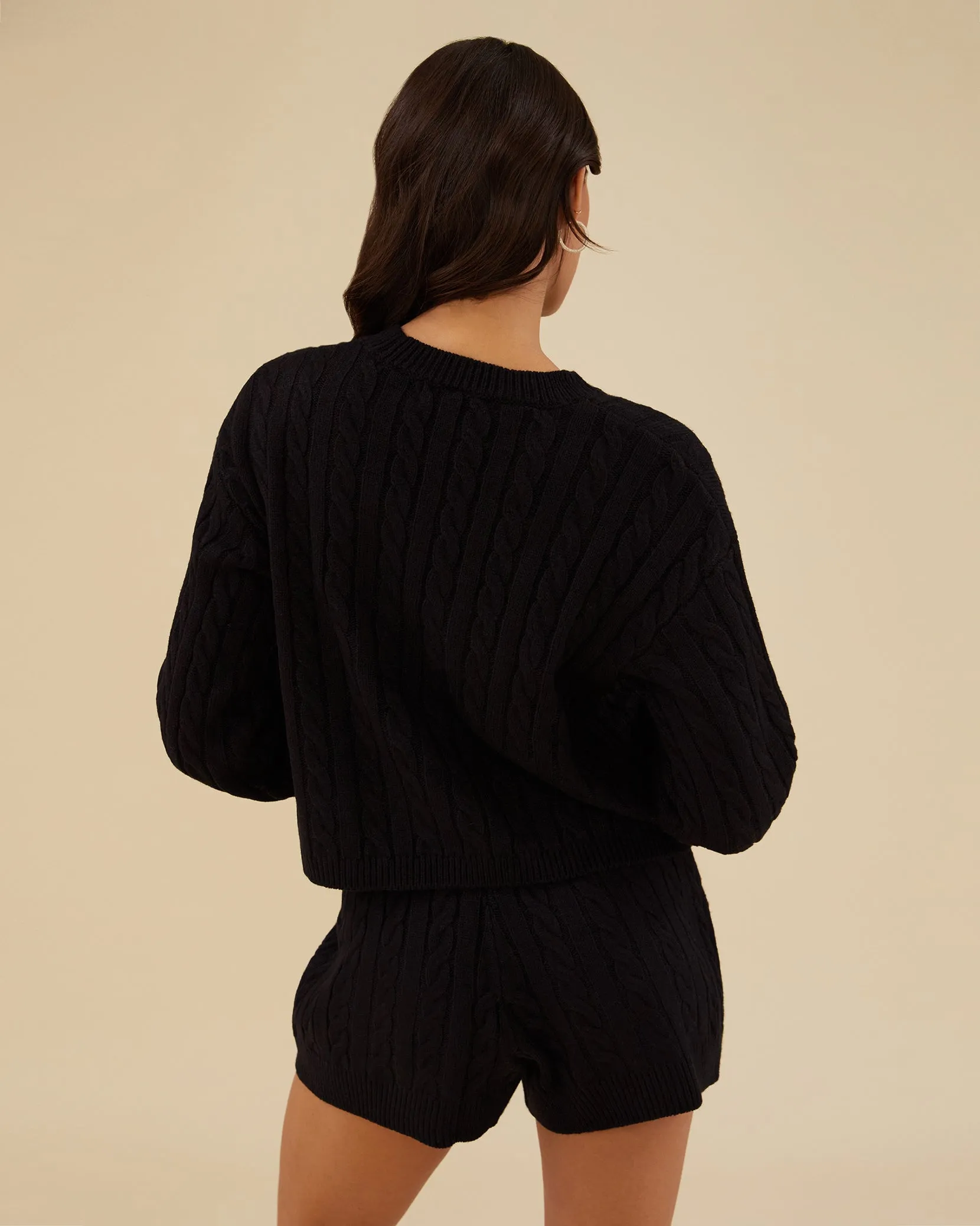 Boxy Cable Crew Sweater