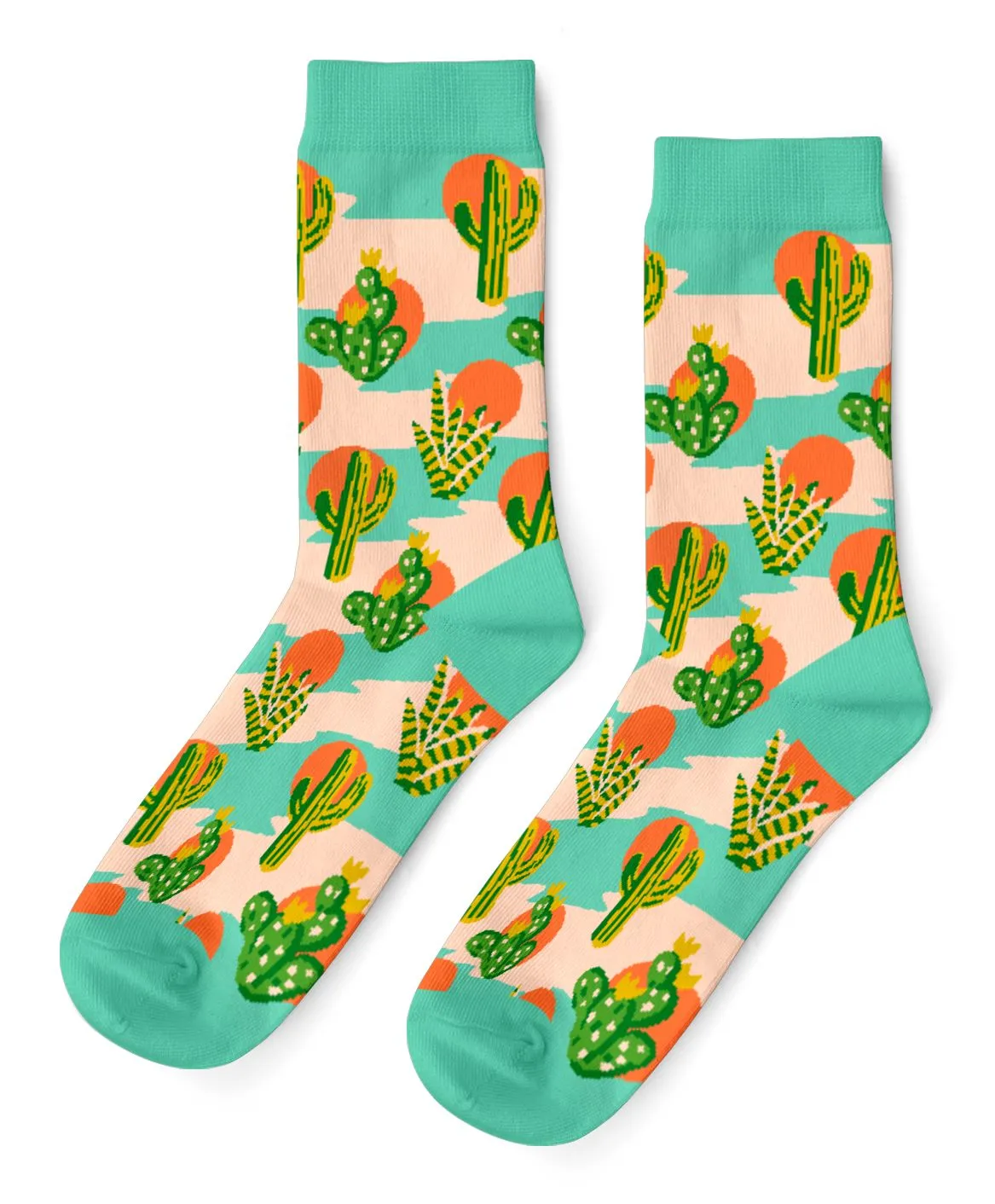 Cactus Sunset Crew Socks - Large