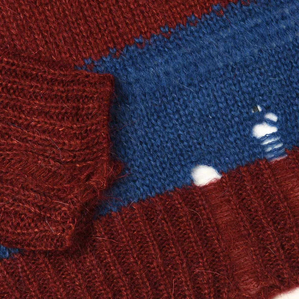 Crew Neck - Mohair Stripe/Wine/Bluette