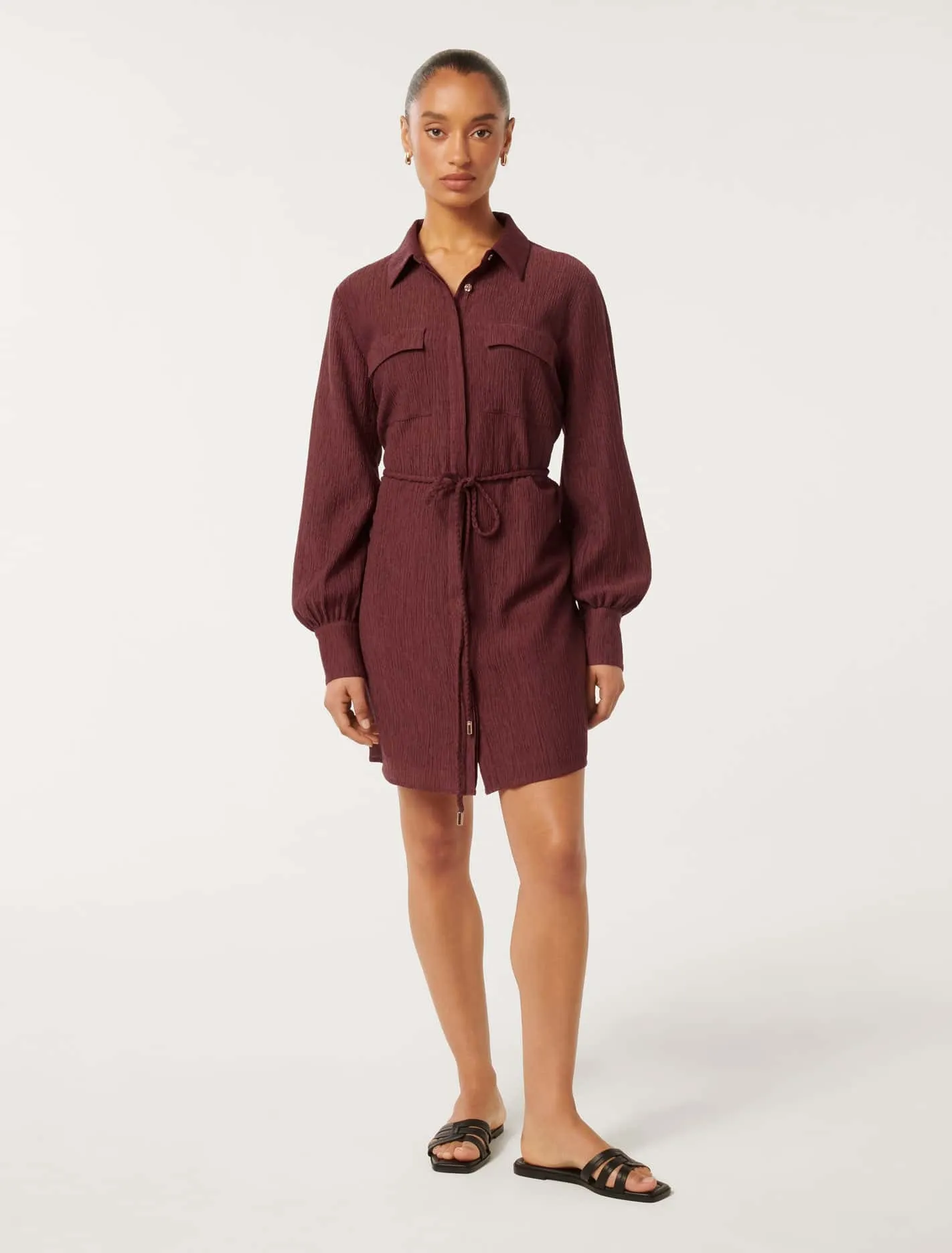 Eloise Petite Textured Shirt Mini Dress