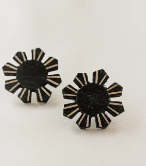 Filipino Sun Wooden Stud Earrings