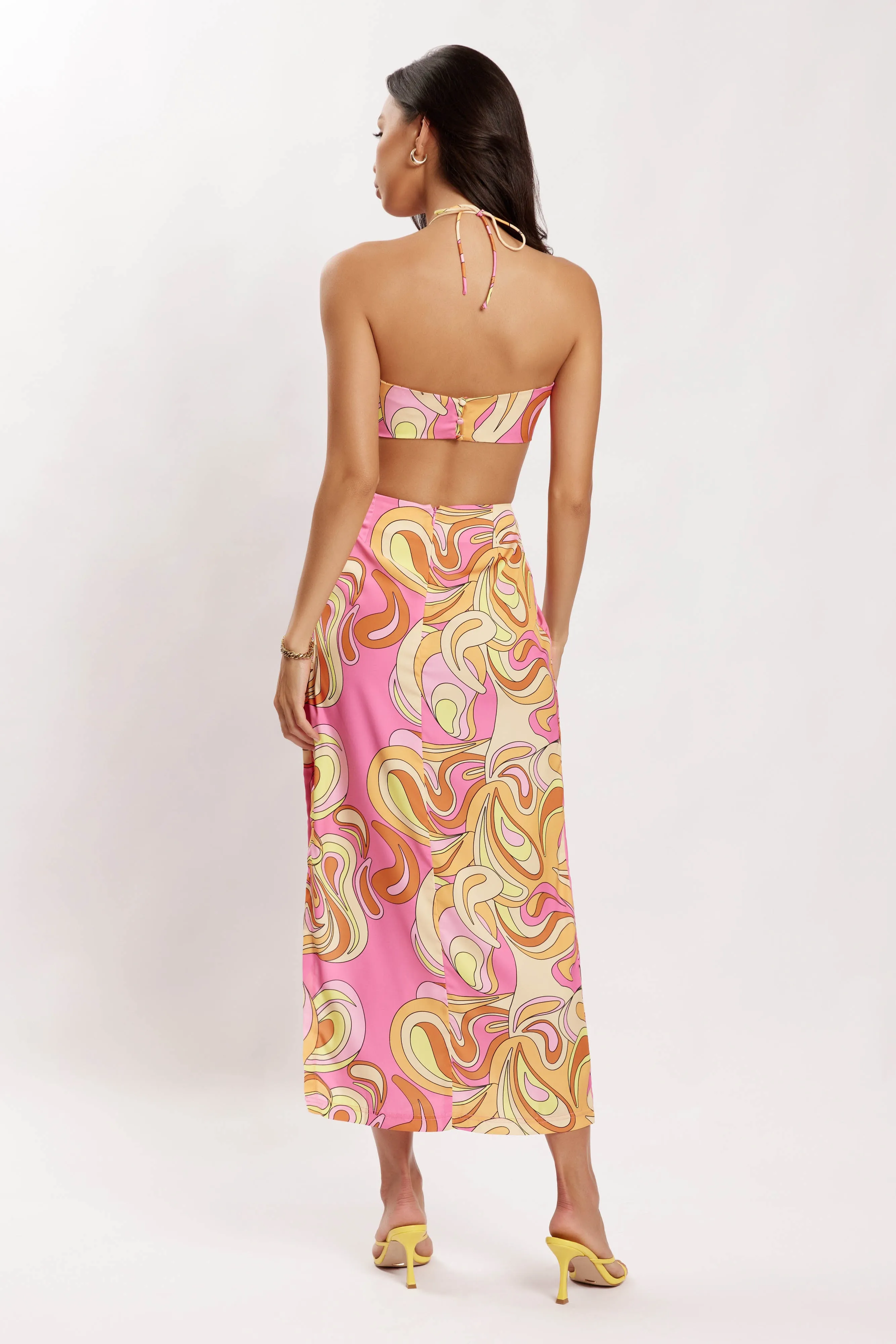 Frankie Two Tone Satin Bandeau - Psychedelic Print