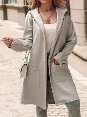 Geometric Hooded  Coat with Pockets