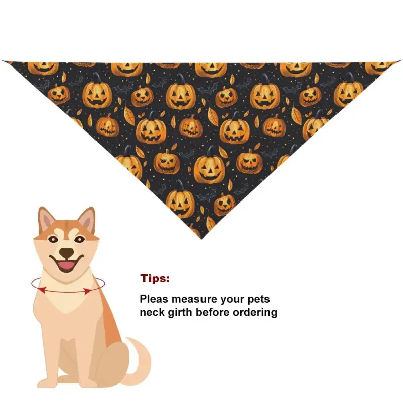 Halloween Pumpkin Pet Bandana with Jack-o’-Lantern Pattern