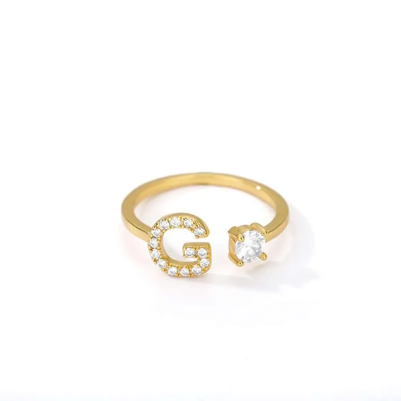 Initial A-Z Letter Rings For Women