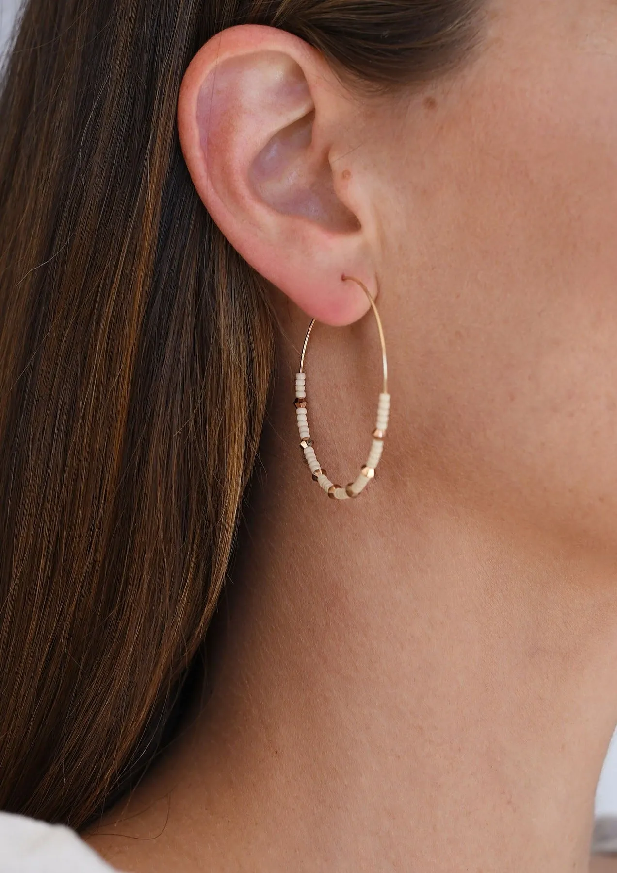 Large Crystal Hoops - PINK