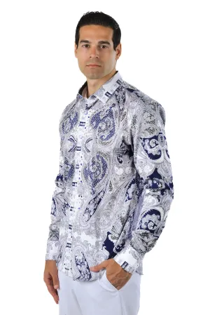 Men's Button-Up Rhinestone Paisley Shirt