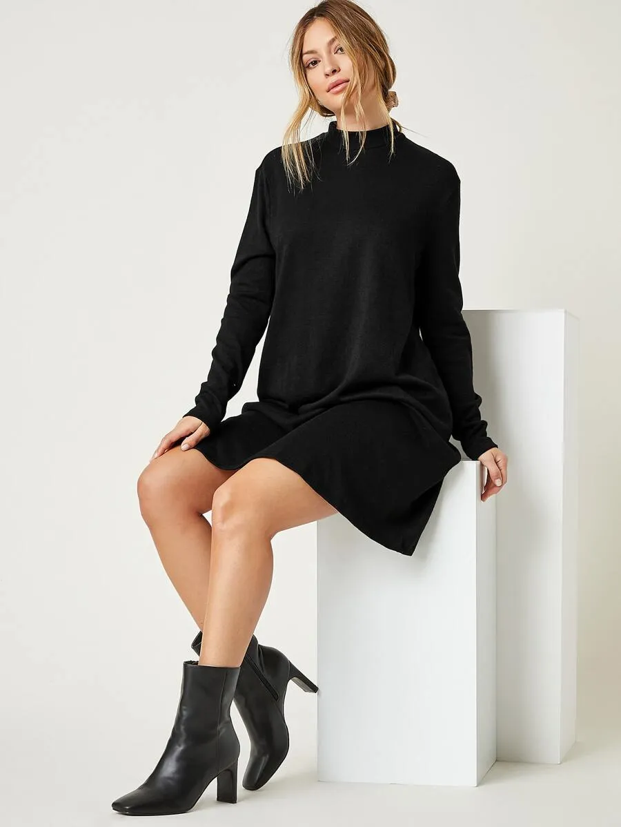 Mock Neck Mini Dress