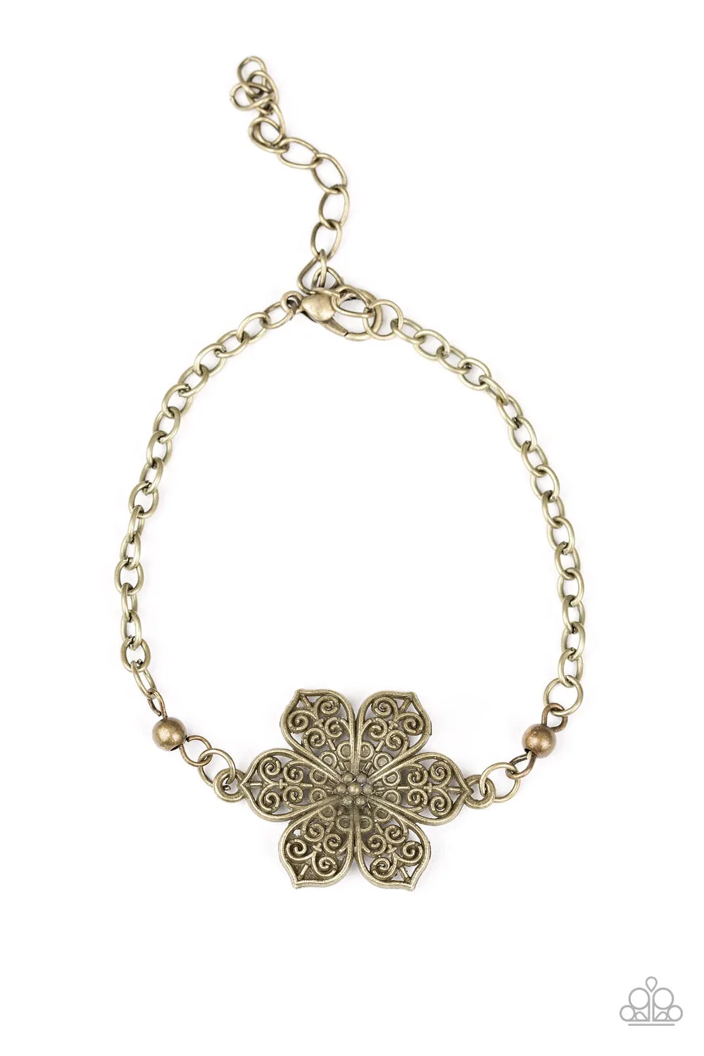 Open Door Jewelry - Bermuda Bloom - Brass Bracelet - Paparazzi Accessories