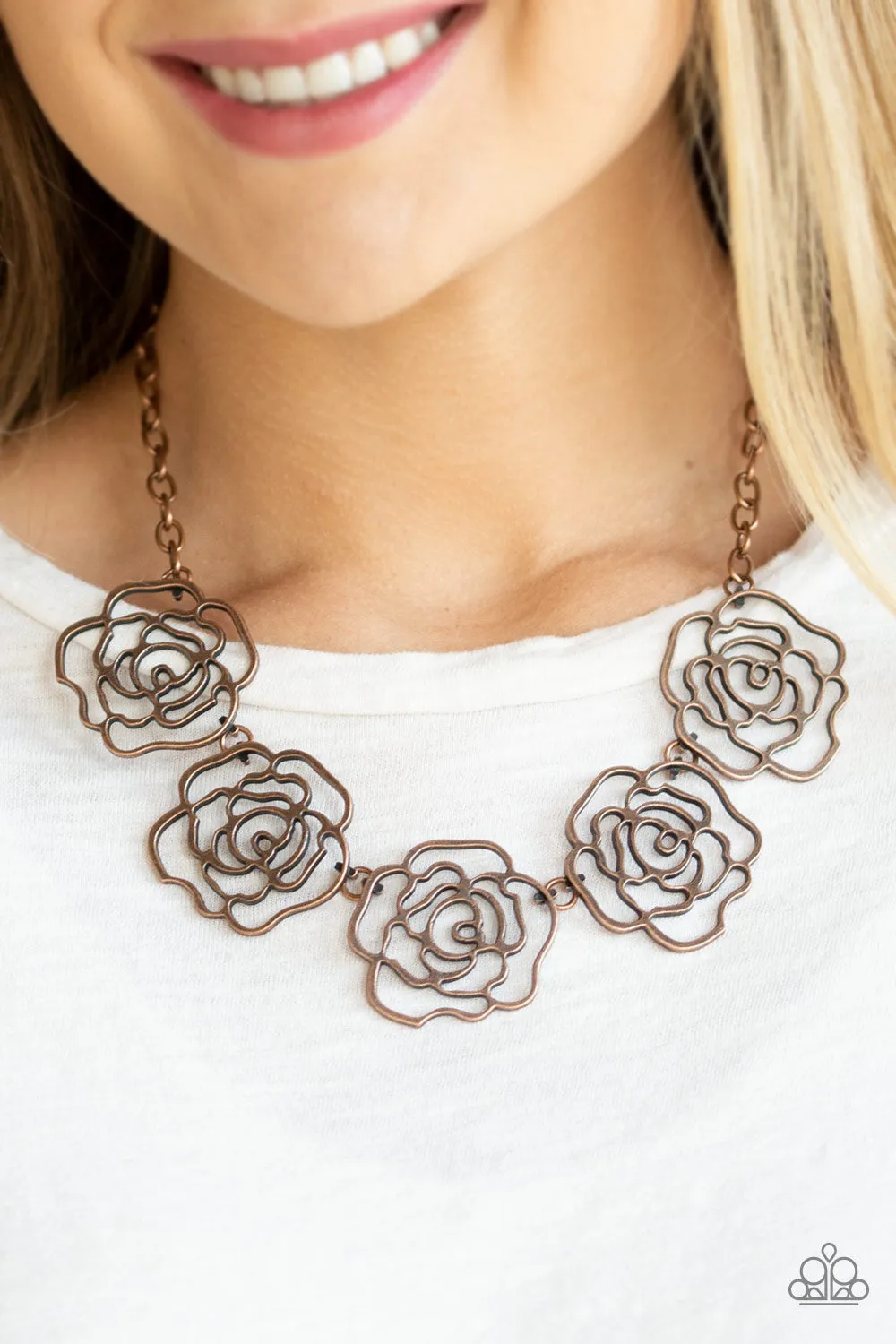 Open Door Jewelry - Budding Beauty - Copper Necklace - Paparazzi Accessories