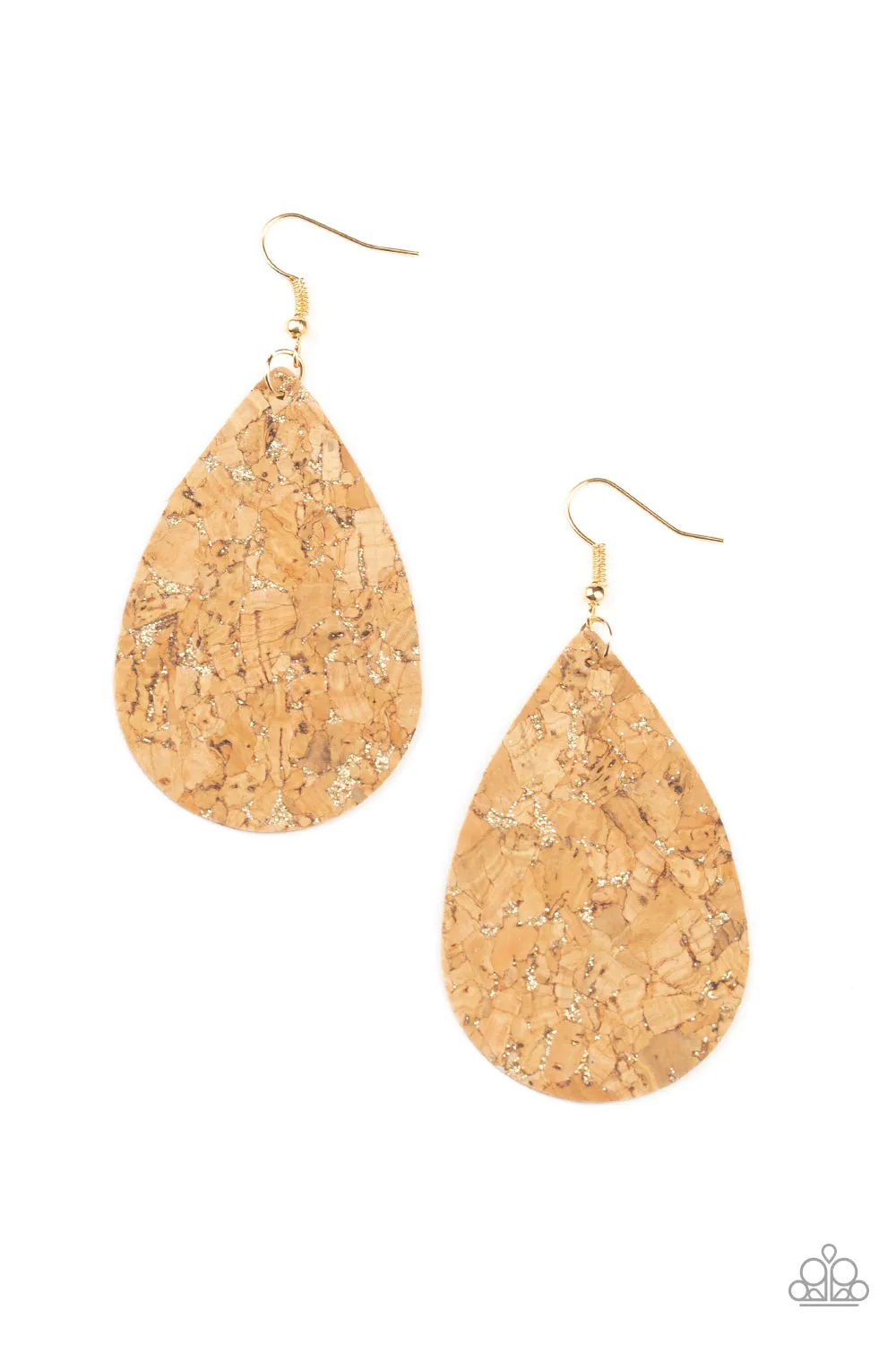 Open Door Jewelry - CORK It Over - Gold Earrings - Paparazzi Accessories