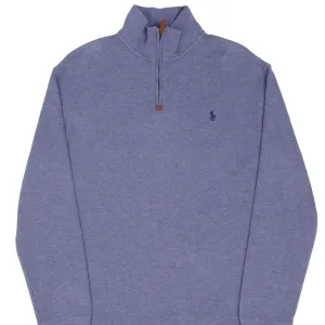 POLO RALPH LAUREN BLUE QUARTER 1/4 ZIP SWEATER SIZE Large