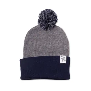 Pom Beanie (Navy and Grey)