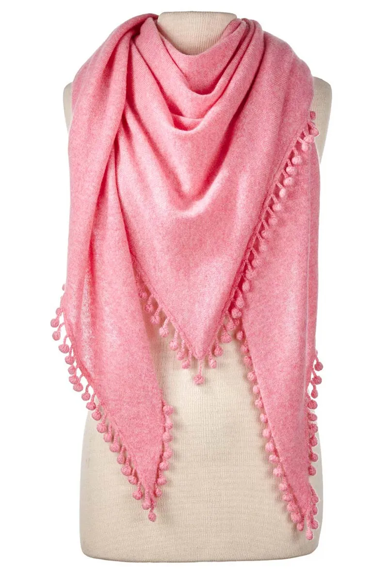 Pom-Pom Triangle Wrap - Pink Mist