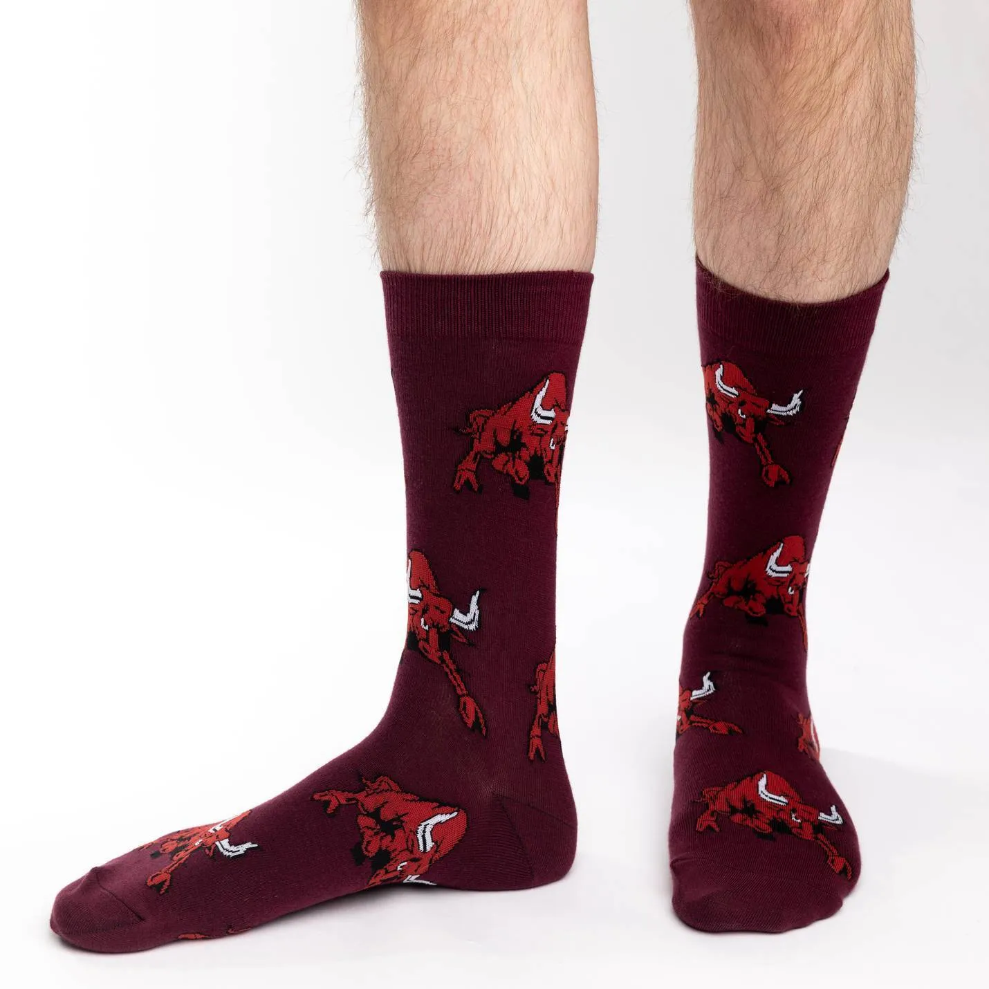 "Raging Bull" Cotton Crew Socks by Good Luck Sock - Large