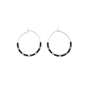 Small Crystal Hoops - BLACK