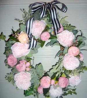 Spring Wreath, Wreaths for the Front door, Spring Peony Wreaths, Pink peony wreath