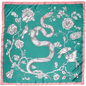 Totem Snake Silk Scarf Green