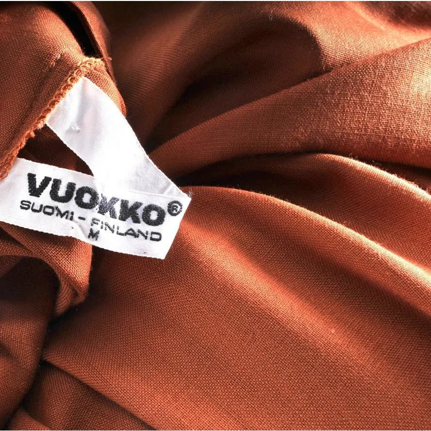 Vintage 1970s Vuokko Designer Cinnamon Wool Voile Shirt Dress Coat M